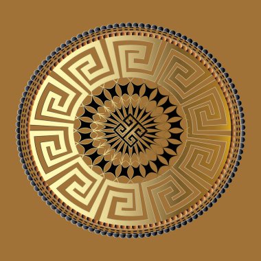 Mandala. Ancient round meander greek key ornament.  clipart