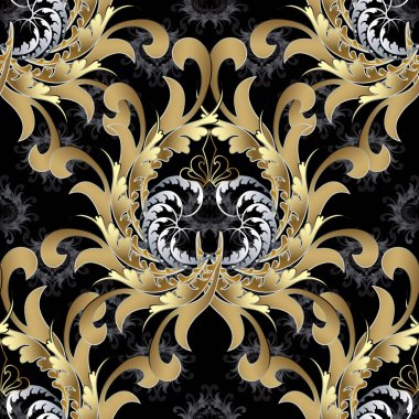 Vintage seamless modeli. Altın Barok duvar kağıdı. 