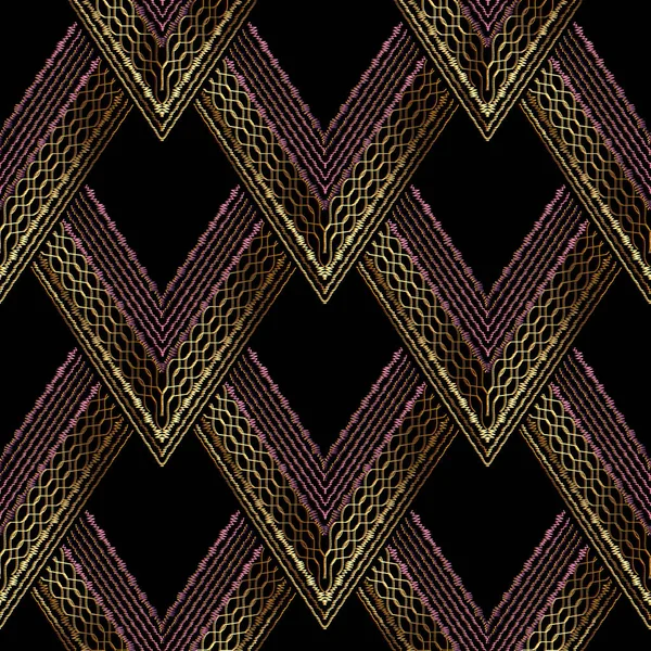 Ricamo vettore senza cuciture Pattern.Tapestry sfondo geometrico — Vettoriale Stock