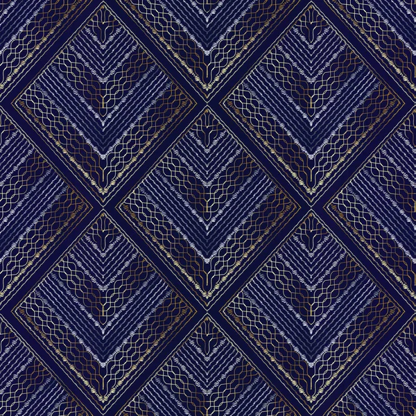 Bordado vector sin costura pattern.Tapestry fondo geométrico — Vector de stock