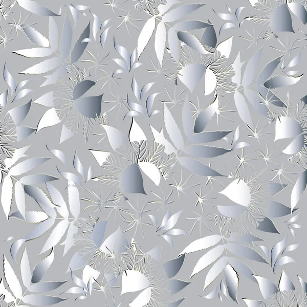 Vit blommig sömlösa mönster. Abstrakta vektor silver — Stock vektor