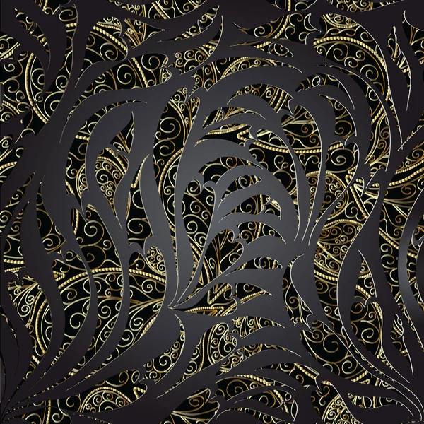 3d dark Paisley seamless pattern. Floral pattern — Stock Vector