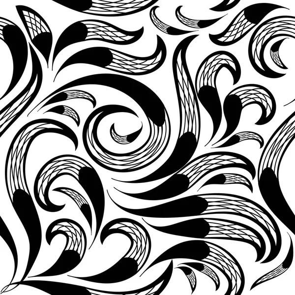 Винтажный Черно Белый Ручной Рисунок Цветочный Бесшовный Узор — стоковый вектор