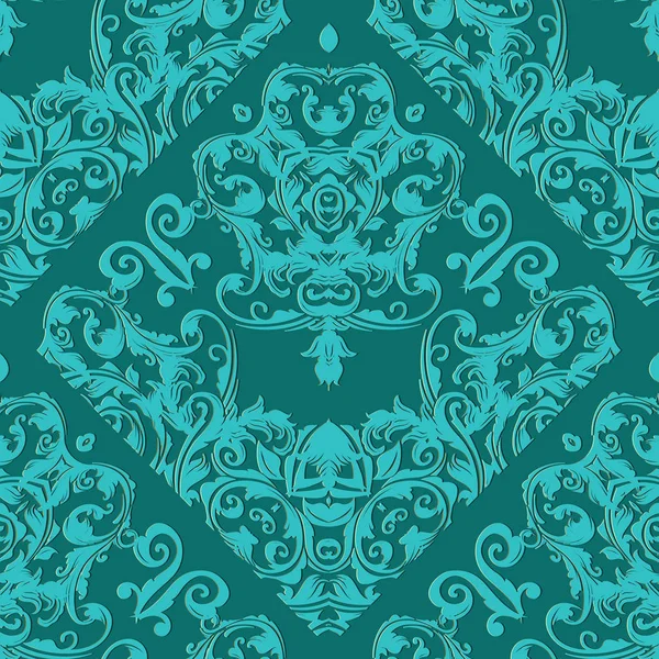 Damask seamless pattern. Light turquoise floral  background — Stock Vector