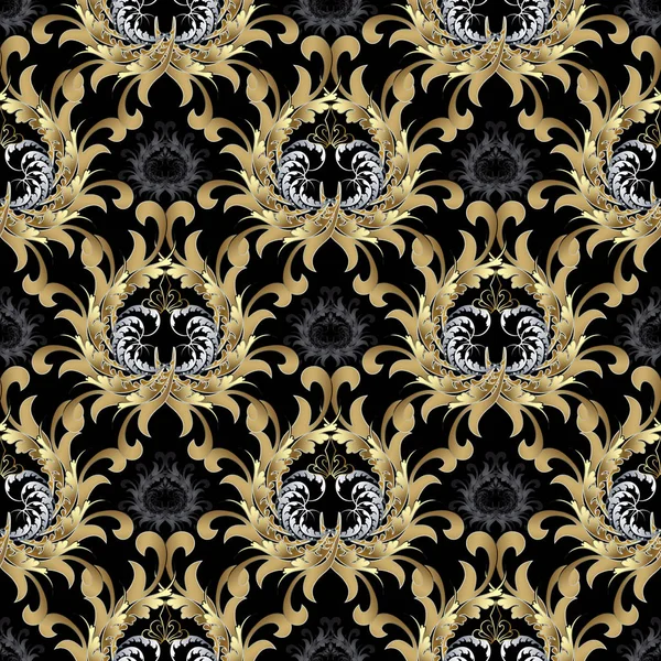 Barock sömlösa mönster. Guld barock bakgrund — Stock vektor