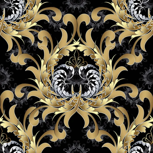 Modèle sans couture vintage. Fond d'écran baroque or . — Image vectorielle