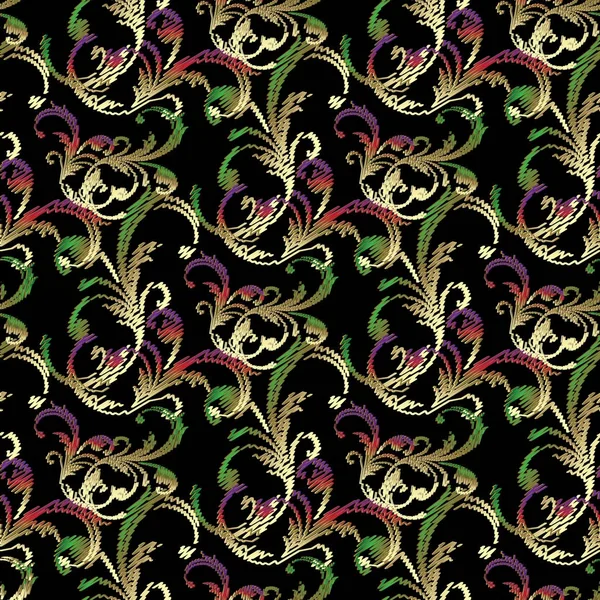 Çiçek vektör nakış seamless modeli Barok tarzı