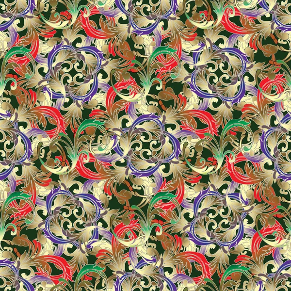 Vintage vecteur floral motif sans couture. Modèle baroque coloré — Image vectorielle