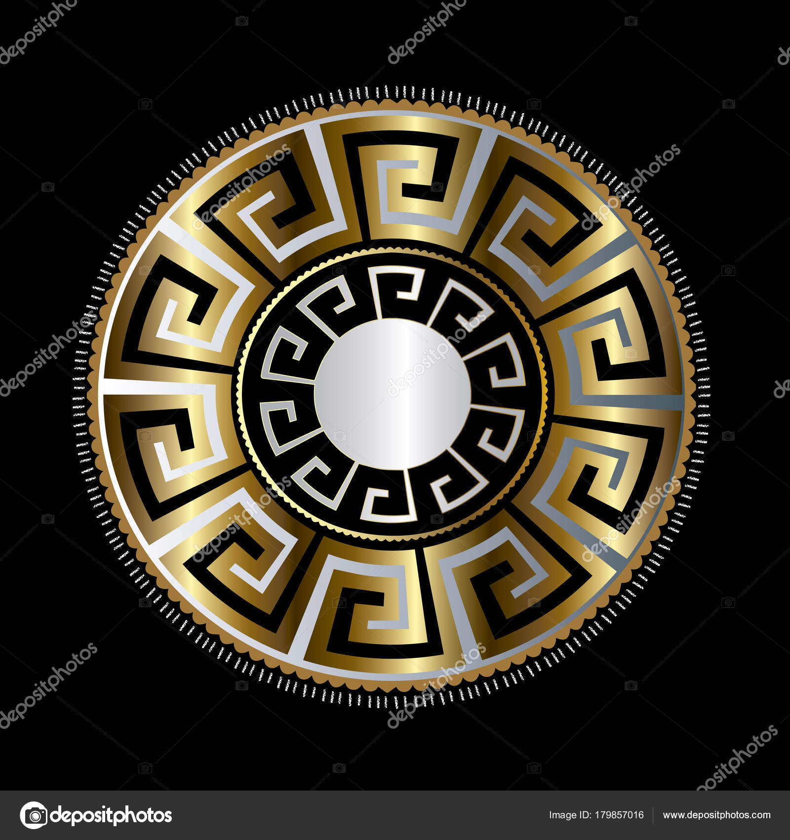 Ancient round decorative ornament. Vector meander pattern Stock Photo by  ©Nailaz 179857016