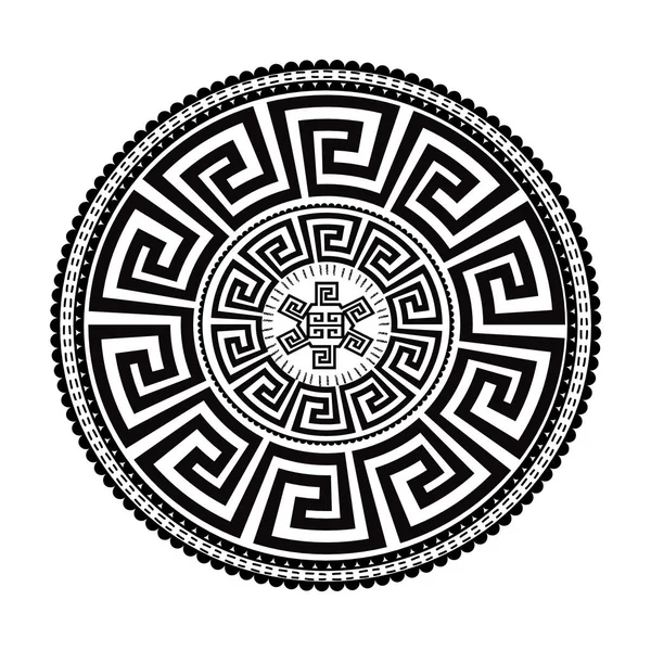 Antik yuvarlak süsleme. Vektör izole siyah Menderes desen