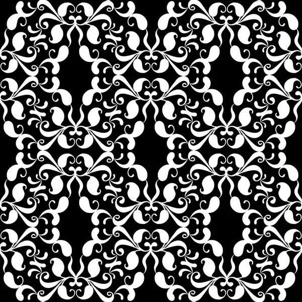 Paisley schwarz-weiß nahtloses Muster. Floraler Hintergrund — Stockvektor