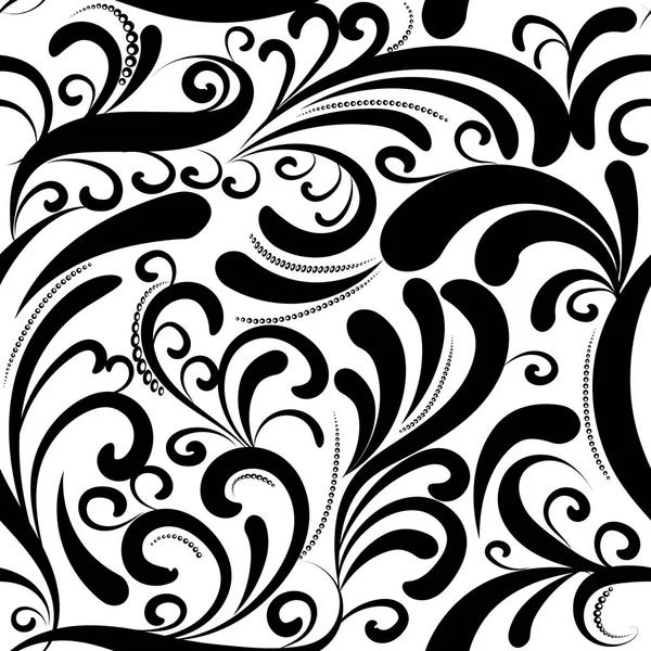 Paisley nahtlose Muster. schwarz weißer blumiger Hintergrund — Stockvektor
