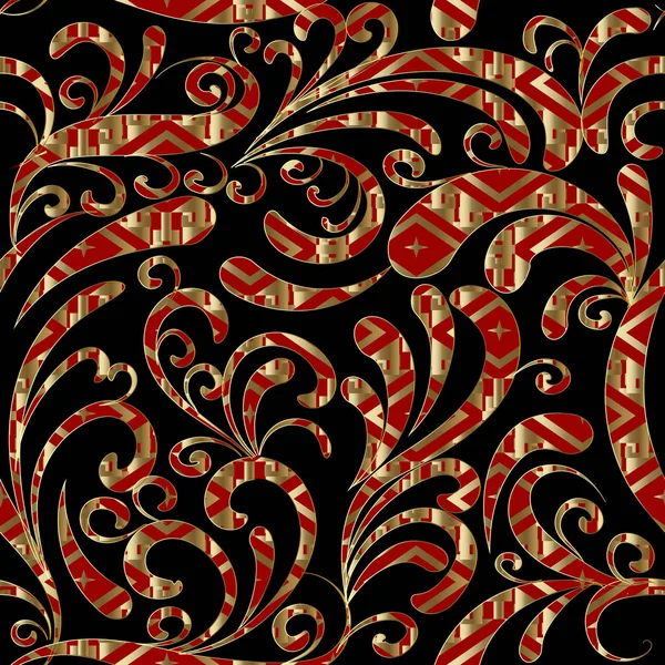 Modèle sans couture Paisley. Fond floral rouge noir — Image vectorielle