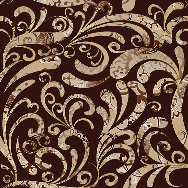 Paisley motif sans couture. Fond floral brun — Image vectorielle