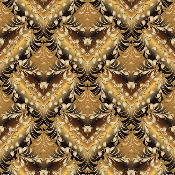 Goud paisley naadloze patroon. Vector florale achtergrond — Stockvector