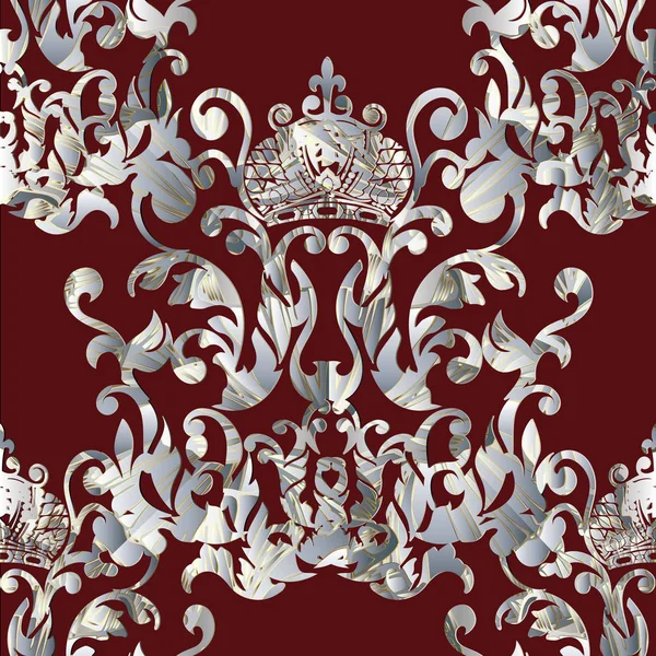 Королевский барочный бесшовный узор. векторные дамасские орнаменты — стоковый вектор