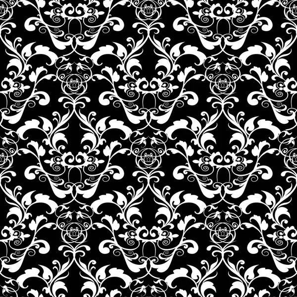 Baroque black and white vector seamless pattern. Isolated — Stock Vector