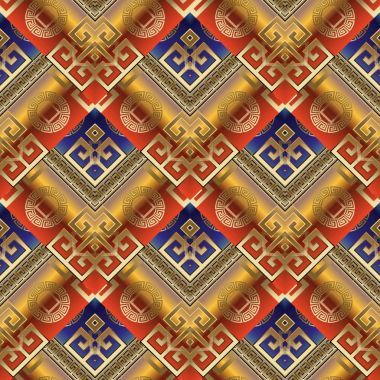 Parlak geometrik Menderes Yunan anahtar vektör seamless modeli. Kiremit