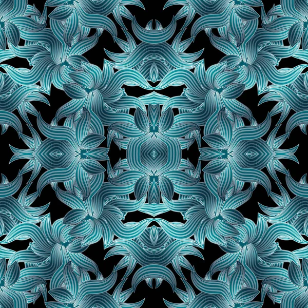 Flores Rayas Patrón Sin Costuras Vector Moderno Fondo Floral Abstracto — Vector de stock