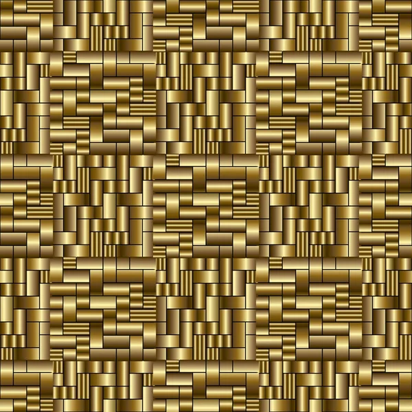 Gold 3d kontrollera geometriska sömlösa mönster. Abstrakta textur — Stock vektor