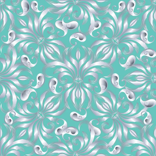 Modèle sans couture Paisley. Fond vectoriel floral turquoise — Image vectorielle