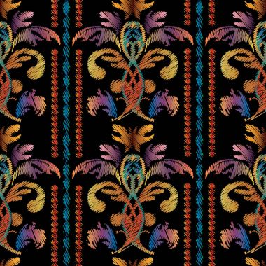 Çizgili nakış Barok seamless modeli. 