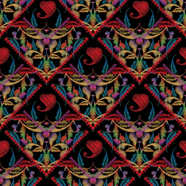 Paisley broderie motif sans couture. Tapisserie vectorielle colorée — Image vectorielle