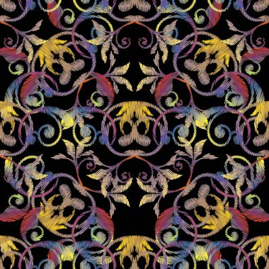 Barok nakış seamless modeli. Goblen renkli çiçekler