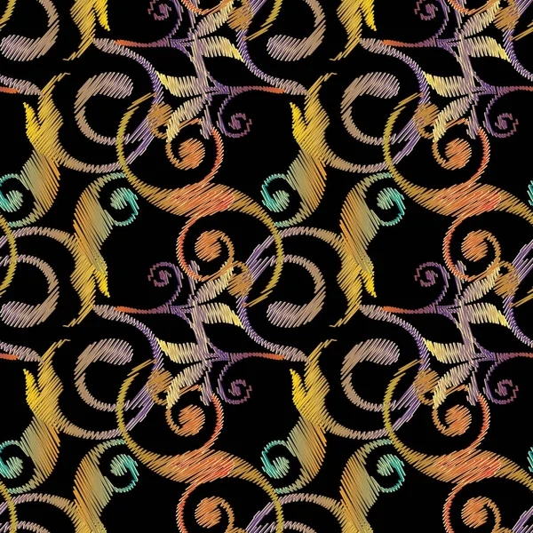 Απρόσκοπτη μοτίβο κεντήματα μπαρόκ. Διάνυσμα ταπισερί damask — Διανυσματικό Αρχείο