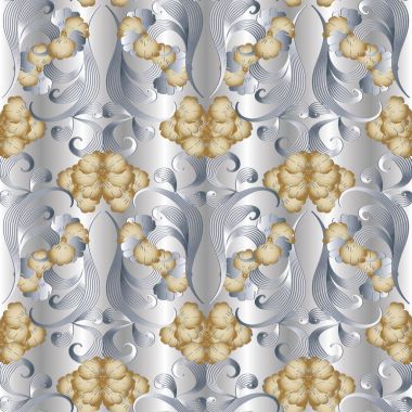 Çiçek 3d seamless modeli. Vektör açık renkli duvar kağıdı