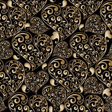 Altın çiçek aşk seamless modeli seviyor. Vektör 