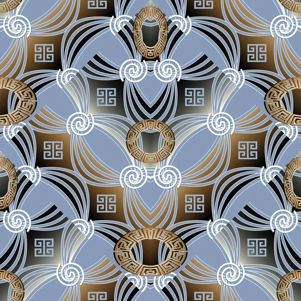Patrón geométrico abstracto de clave griega sin costuras. Vector 3d moderno — Vector de stock