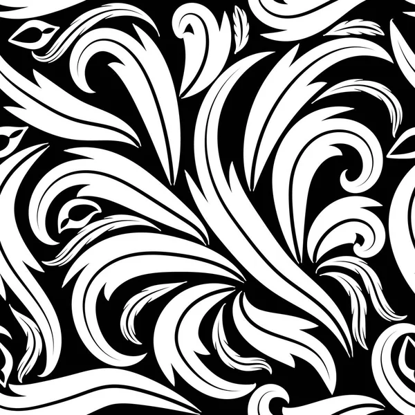 Цветочный черно-белый вектор Барокко бесшовный узор . — стоковый вектор