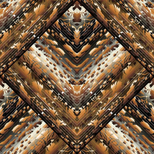 Abstracte gestreepte naadloze bloemmotief. Camouflage stijl — Stockvector