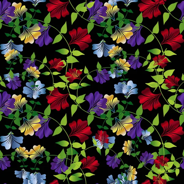 Floral padrão sem costura colorido. Vetor florescer fundo —  Vetores de Stock