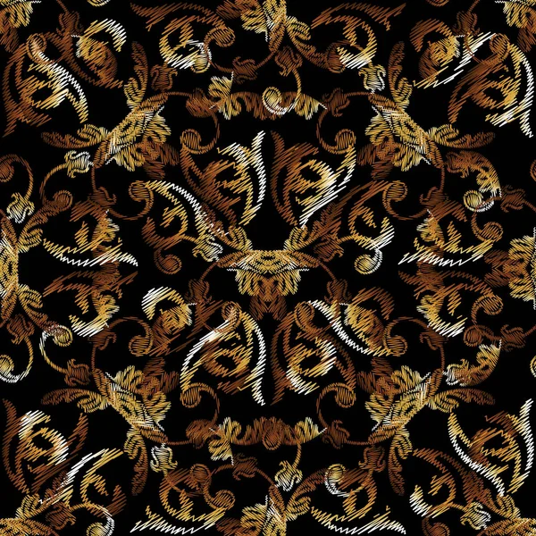 Baroque or broderie florale motif sans couture . — Image vectorielle