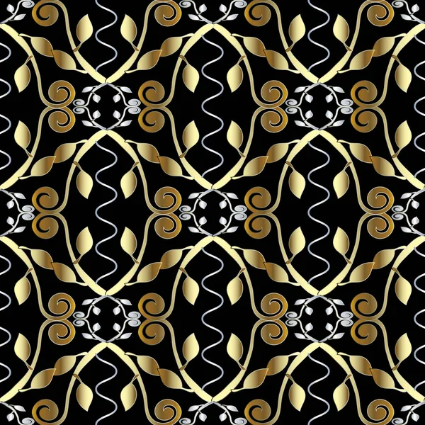 Motif floral vintage sans couture. Fond damassé vectoriel — Image vectorielle