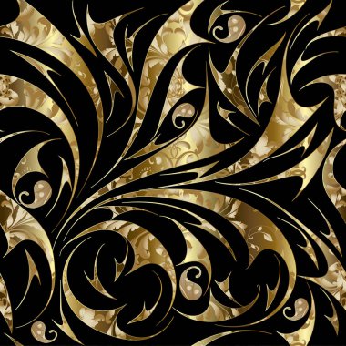 Paisley sorunsuz altın çiçek desenli. Vektör soyut 