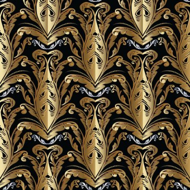 Barok altın vektör seamless modeli. Antika çiçek arka plan