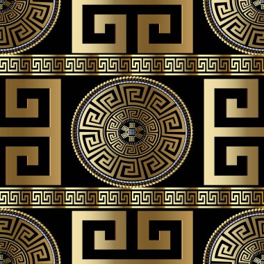 Modern geometrik Yunan seamless modeli. Vektör altın Menderes 