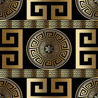 Modern geometric greek seamless pattern. Vector gold meander  clipart