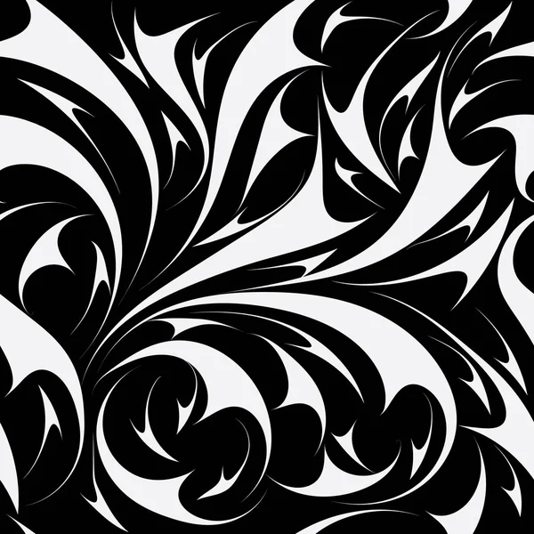Абстрактный бесшовный цветочный узор. Вектор чёрно-белый — стоковый вектор