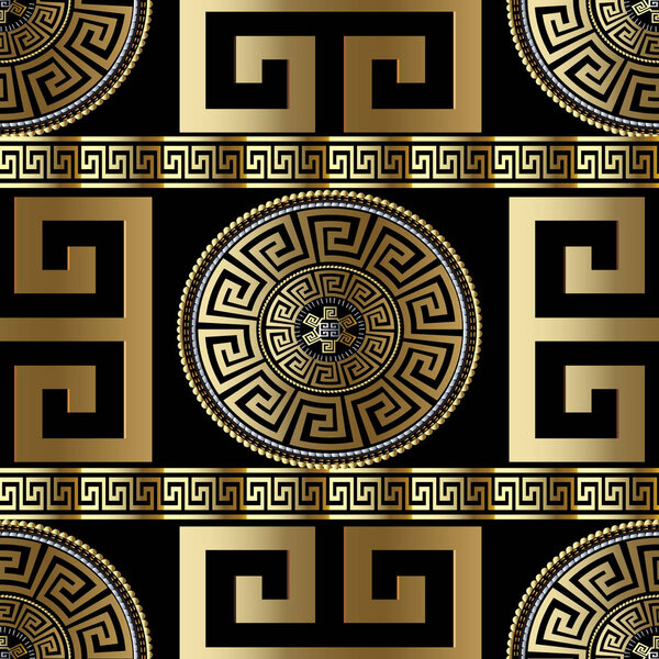 Modern geometric greek seamless pattern. Vector gold meander 