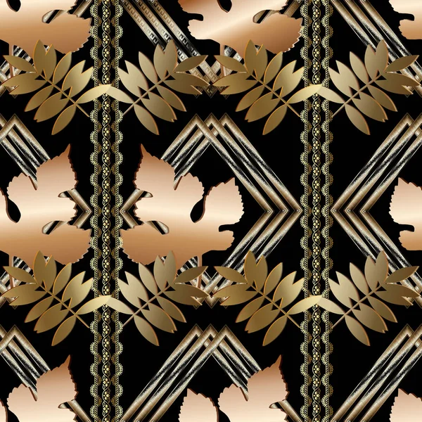 Patrón de hojas de oro sin costuras. Fondo moderno vector abstracto — Archivo Imágenes Vectoriales