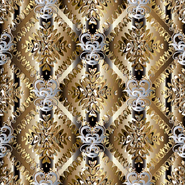 Abstrakta vektor guld sömlösa mönster. Damast bakgrund — Stock vektor