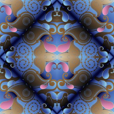 Paisley 3d seamless modeli. Vektör çiçek soyut