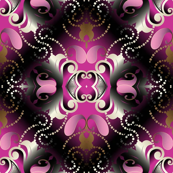 Paisley 3d patrón sin costura. Vector floral abstracto — Vector de stock