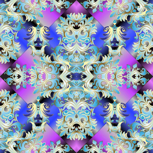 Barock sömlösa mönster. Blommiga, färgglada vektorbakgrund — Stock vektor