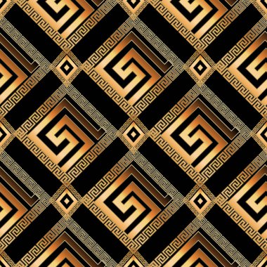 Geometrik modern Yunan anahtar 3d seamless modeli. Soyut vektör 