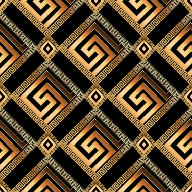 Geometric modern greek key 3d seamless pattern. Abstract vector  clipart